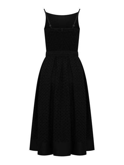Летнее платье миди из хлопка с шитьем, черный