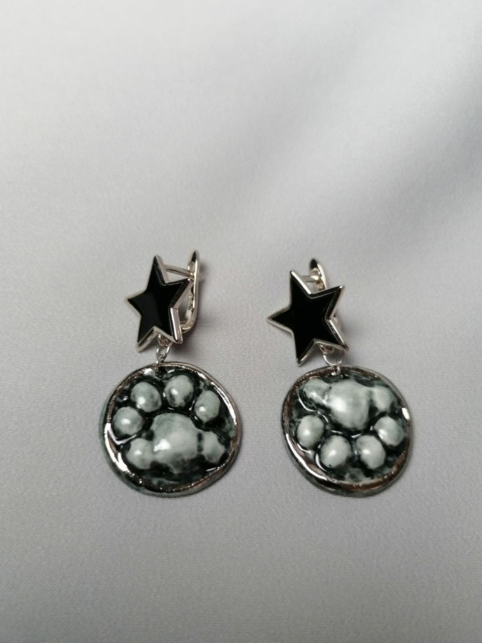 Серьги из фарфора Тигрики (в оправе)