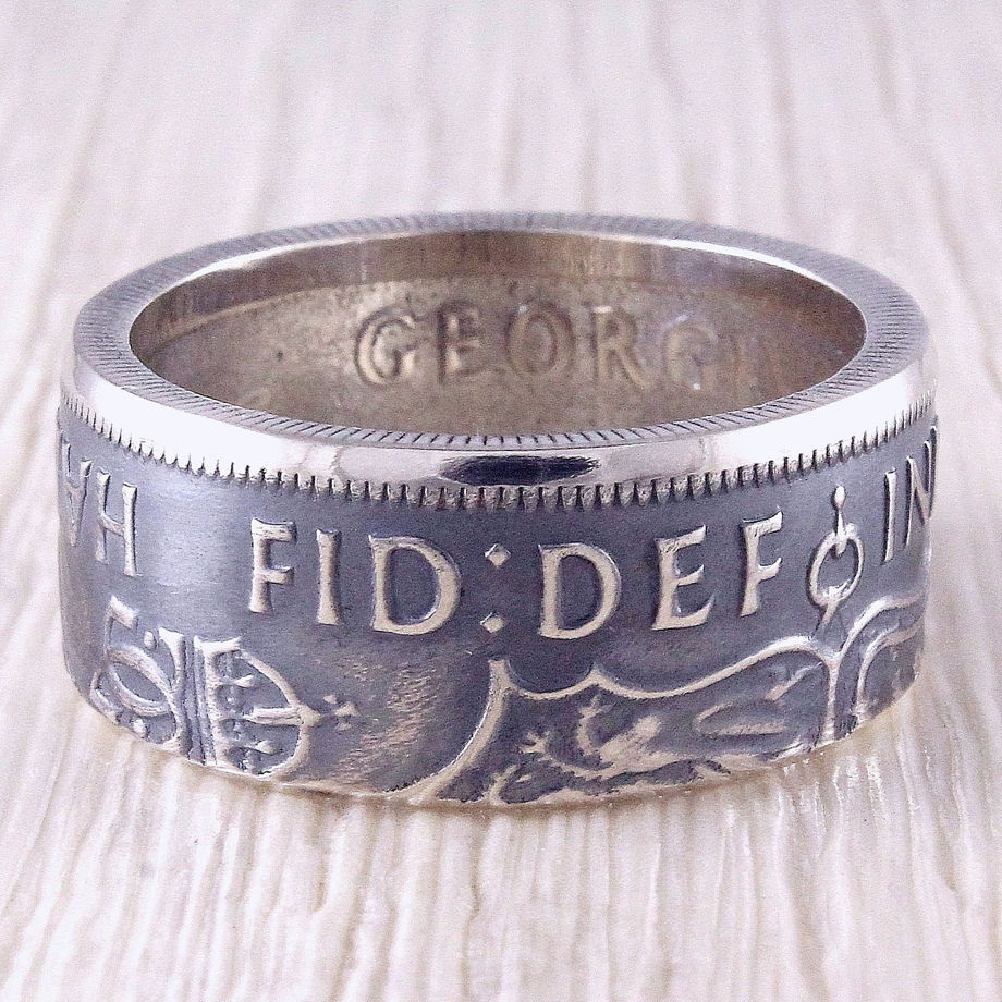 Серебряное кольцо из монеты (Великобритания) Георг VI Полкроны