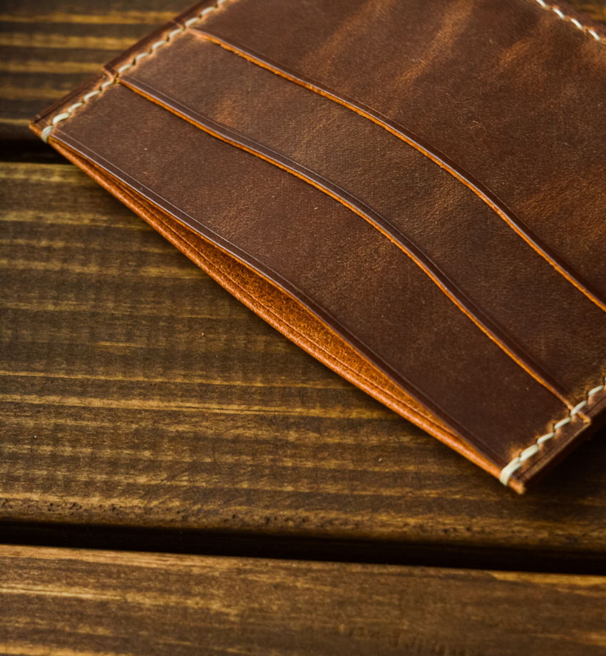 Кардхолдер из натуральной кожи Vintage Wax / Кожаный мини кошелек