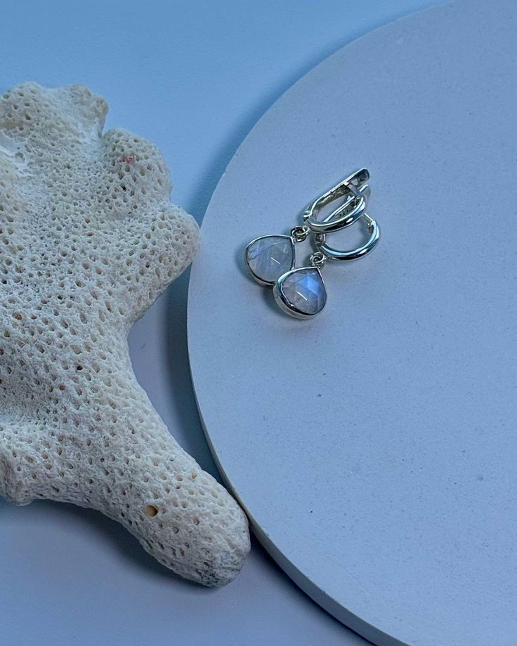 Серьги лунные серебро