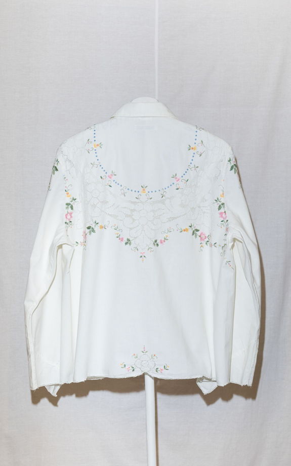 Белая Рубашка с Розовыми Цветами/White Bouquet Long Sleeve Shirt