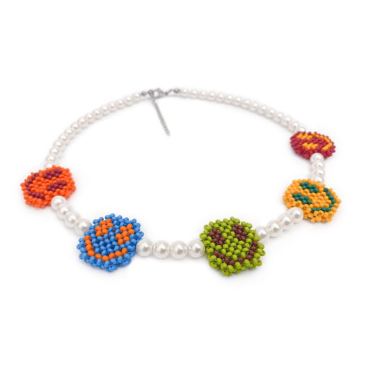 Жемчужное ожерелье со смайликами из бисера многоцветное ручной работы by Frenzy Daizy