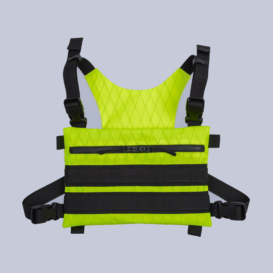 Тактическая нагрудная сумка - разгрузка из лимонного X-pac со съемным кошельком  / Neon lime x-pac chestrig with detachable wallet