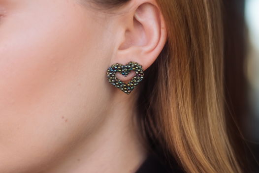 Серьги сердца зеленого цвета