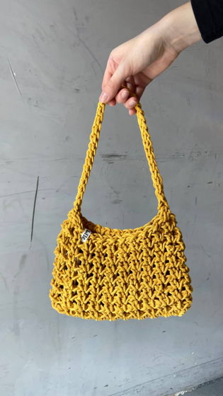 вязаная сумка из хлопка желтая