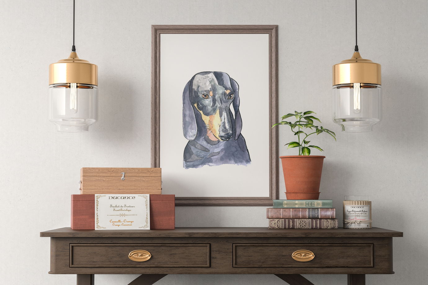 Акварельный портрет собаки "Такса"  (на заказ, по фото, любая порода)
