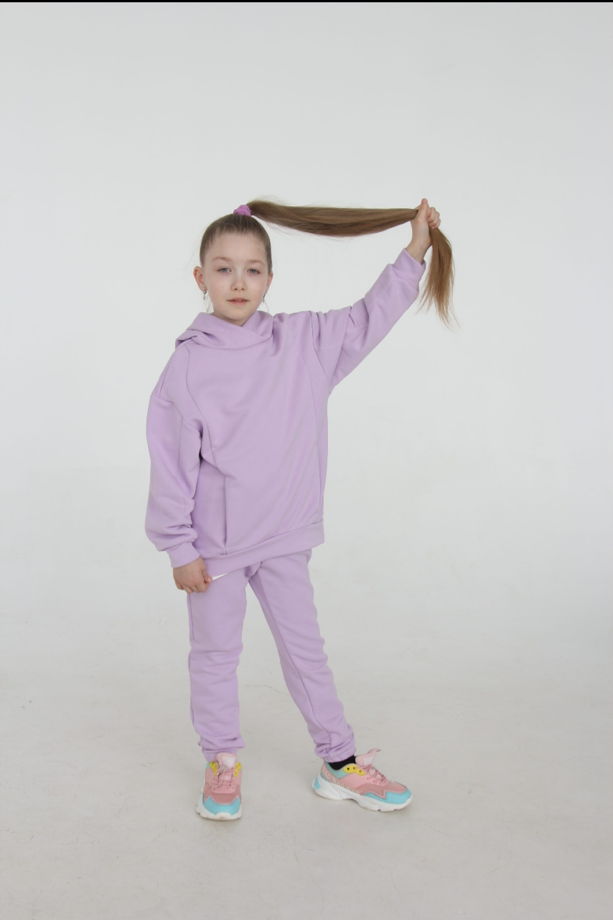 Детский костюм ОВЕРСАЙЗ Футер 3х нитка петля. Цвет лаванда