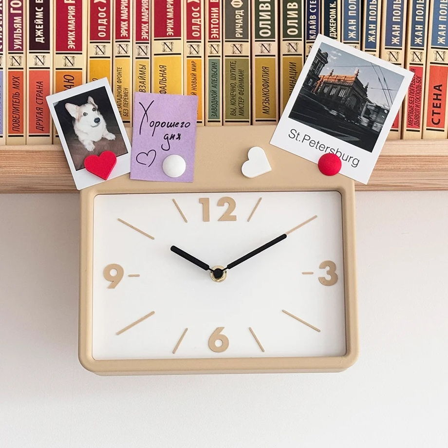 Подвесные часы на полку с магнитами, бежевые