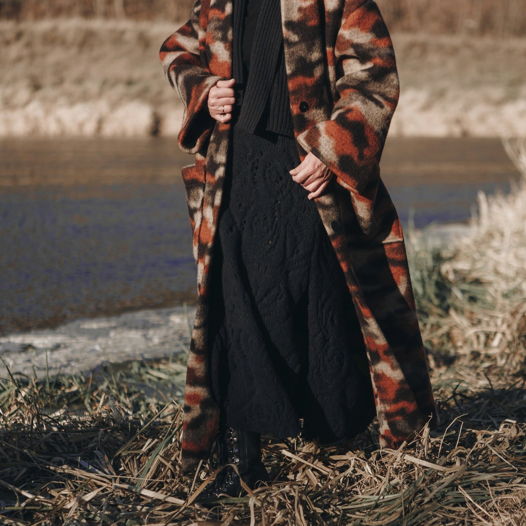 Женское пальто из валяной шерсти милитари one size S-L