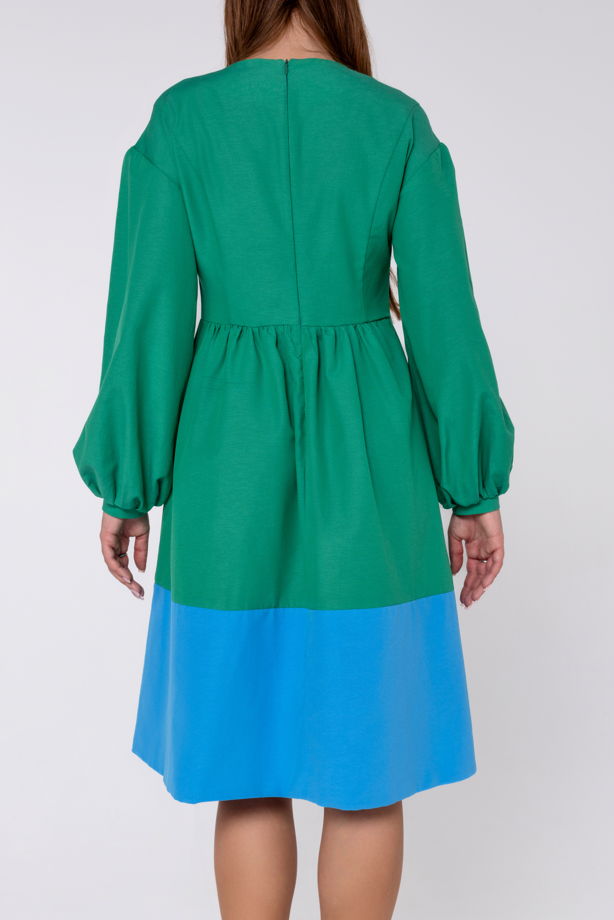 Платье двухцветное зеленое