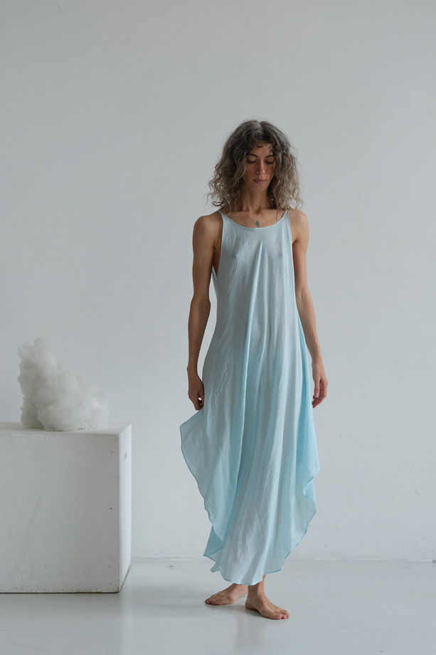 летящее летнее платье "прозрачный голубой"