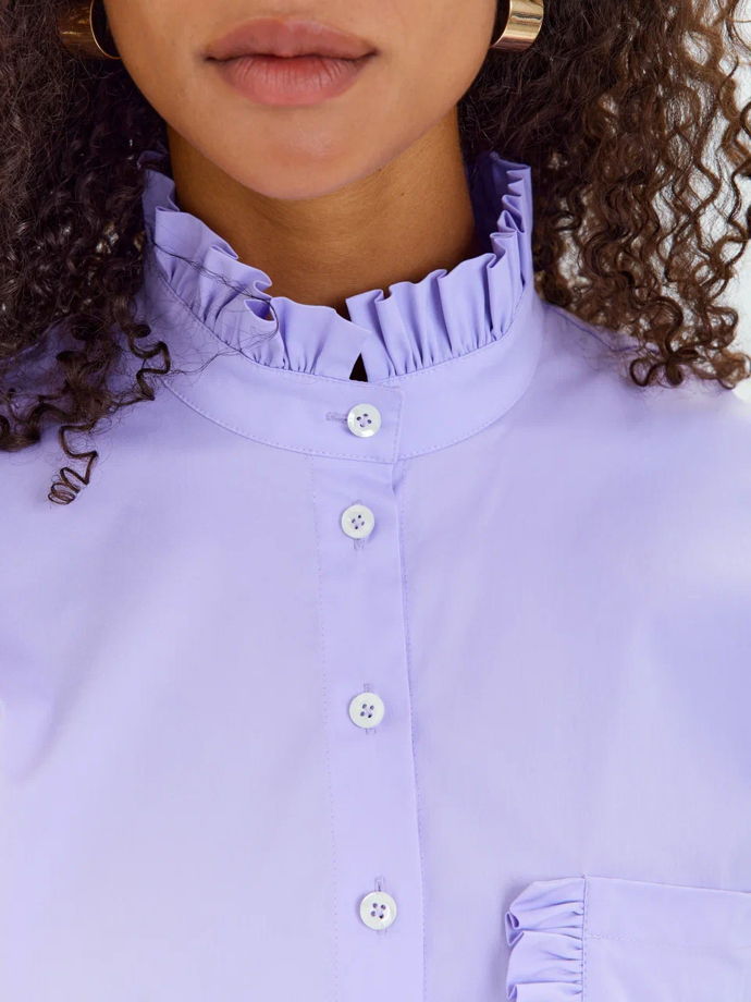 Рубашка Вена. Оттенок цифровая лаванда. Вышивка «Вдохновляйся собой!»
