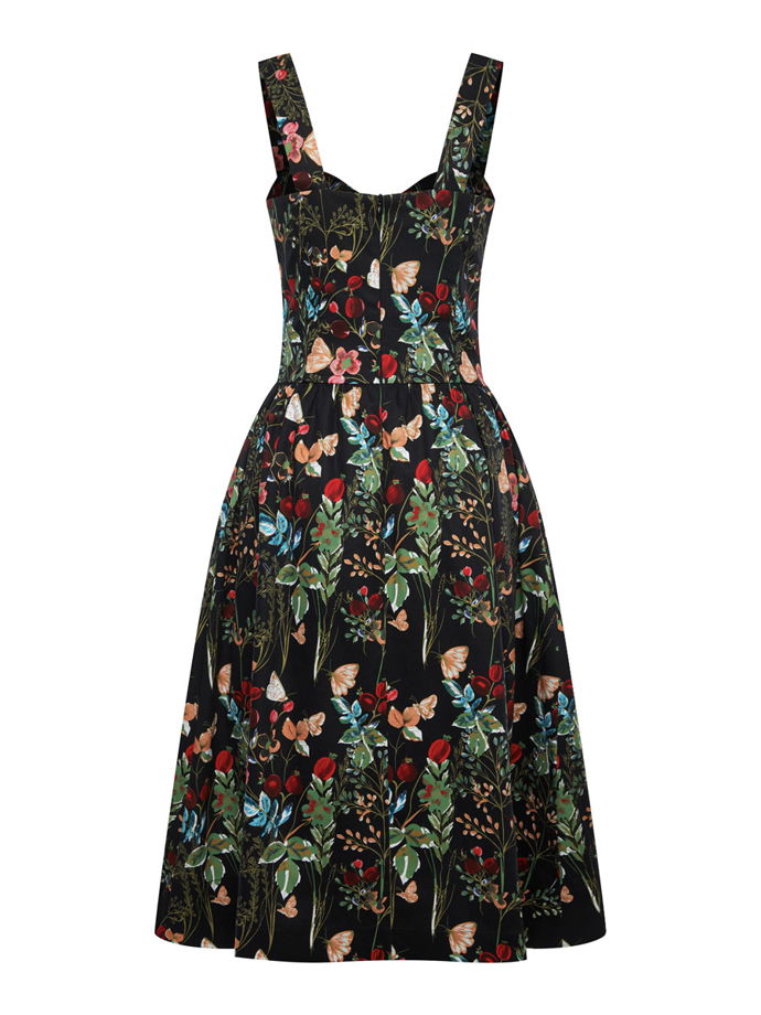 Платье-бюстье с чашками миди из хлопка с цветочным принтом