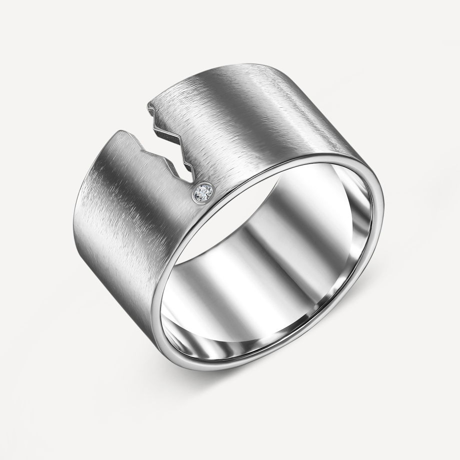 Разлом - кольцо из серебра с бриллиантом