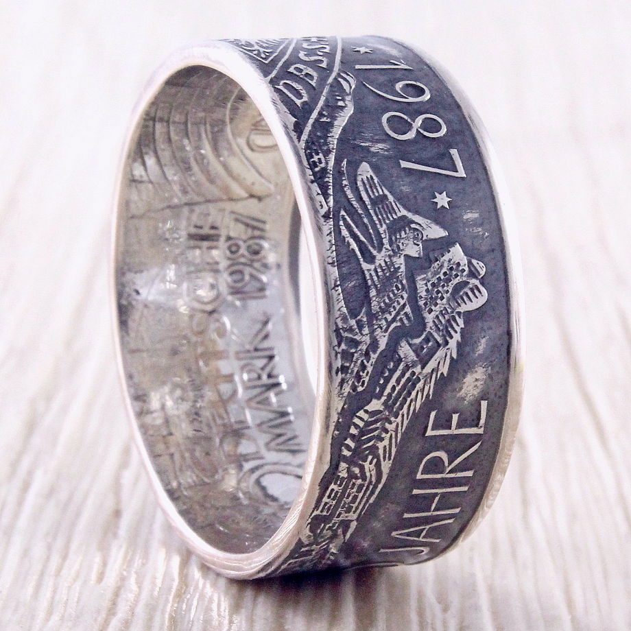 Серебряное кольцо из монеты (Германия) Берлинский медведь