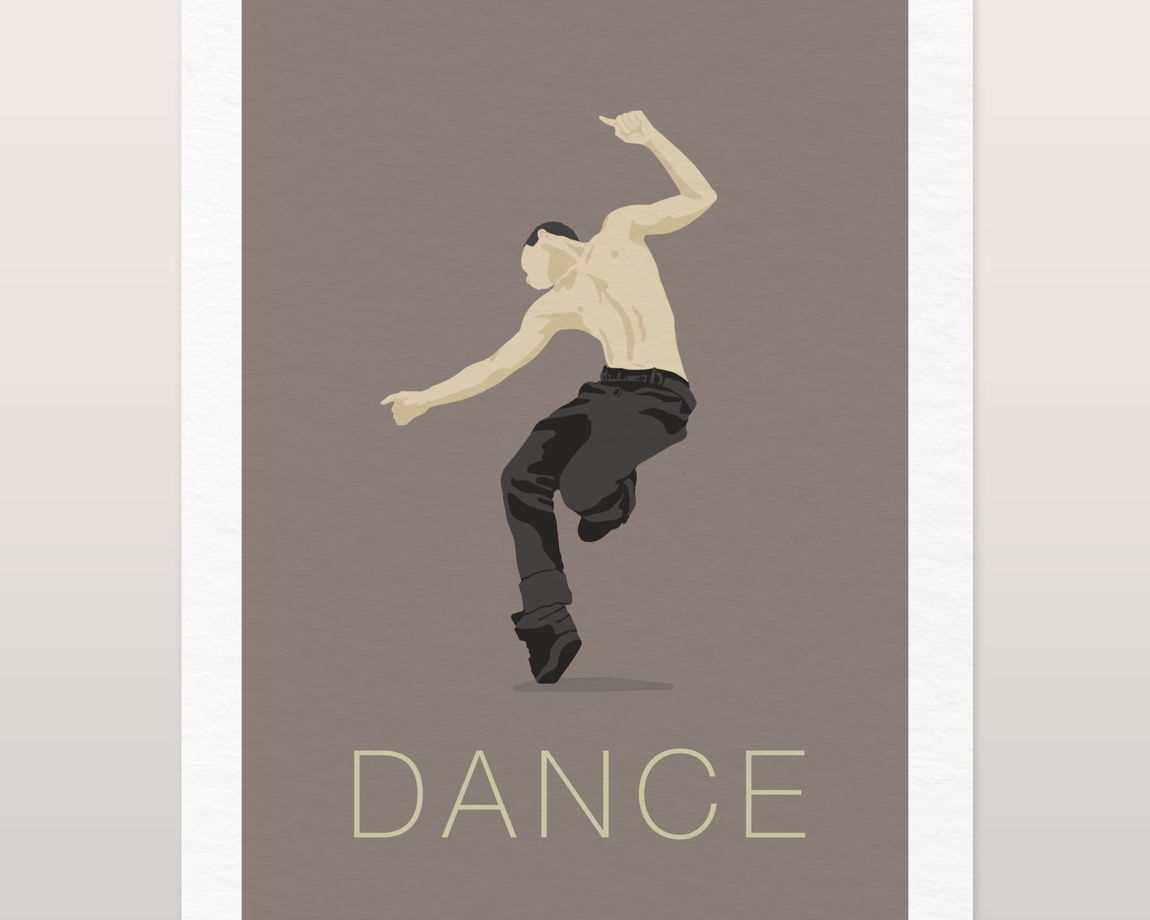 Дизайнерская открытка "Танец: серый контемп" формата 10х15см