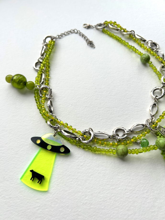 Колье «Сезанн» из бусин, цепочки и бисера