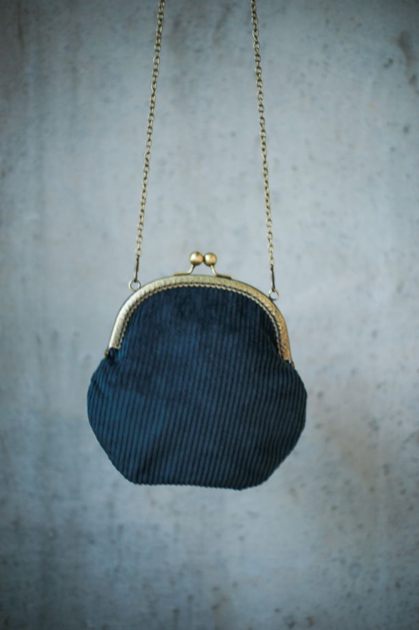 Женская сумка вельвет темно-синий цвет