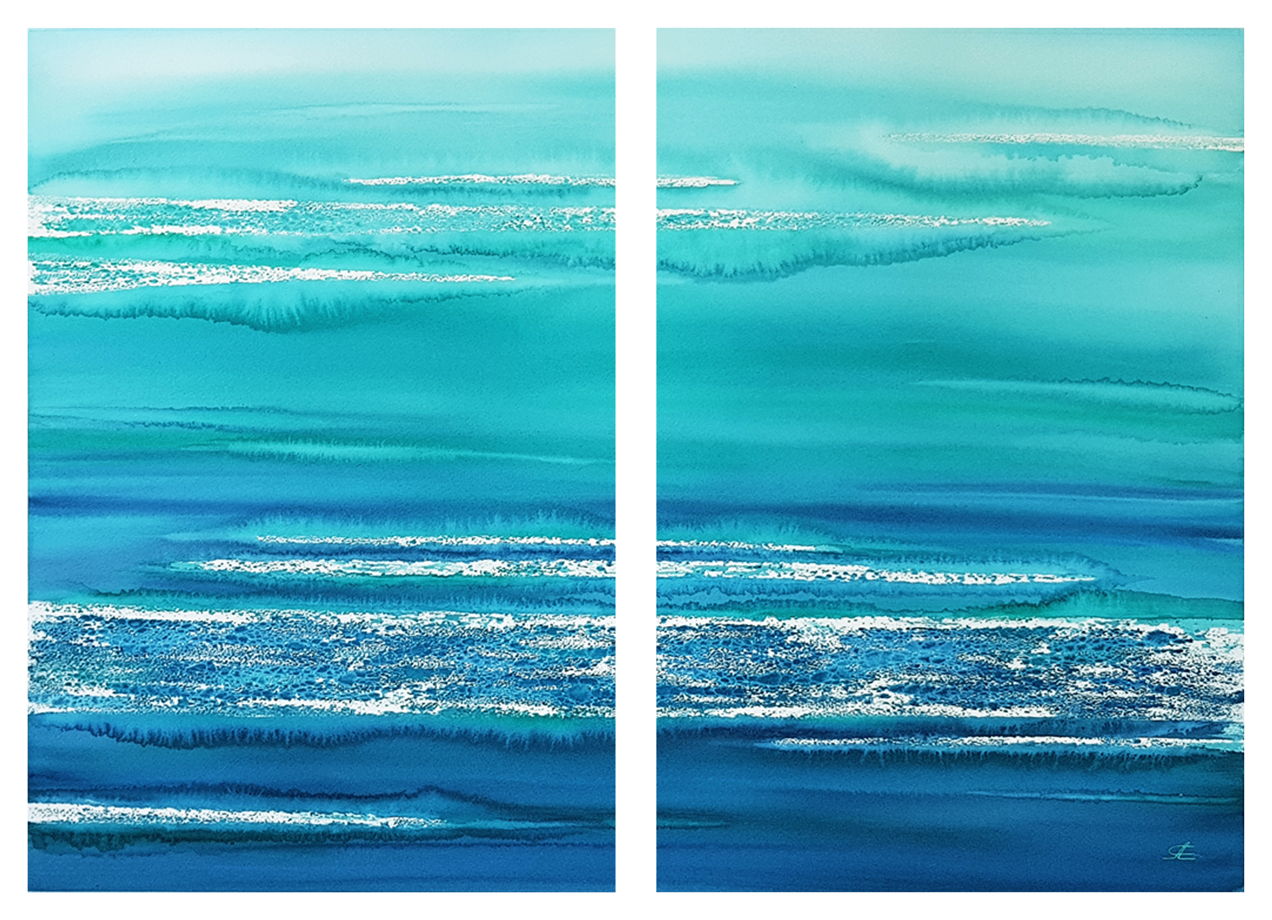 Диптих из авторской серии "Морские сны - абстракция", размер: 74 х 55 см