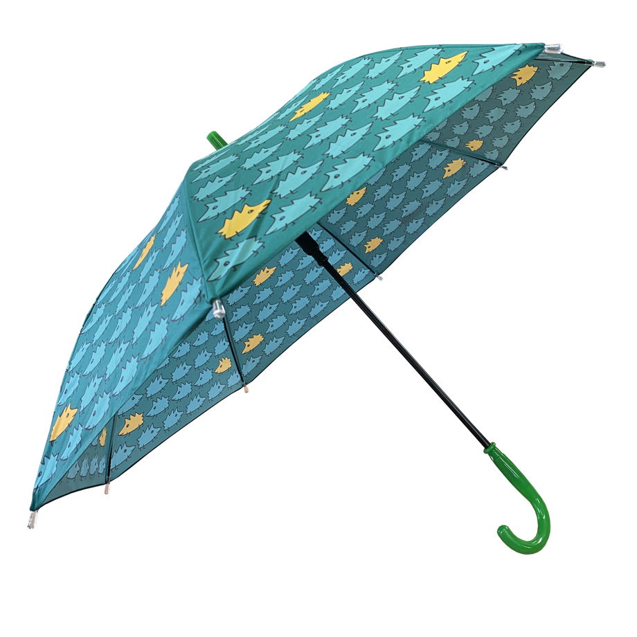 Зеленый зонт с ежиками. Делается на заказ и может быть как тростью, так и складной полуавтомат