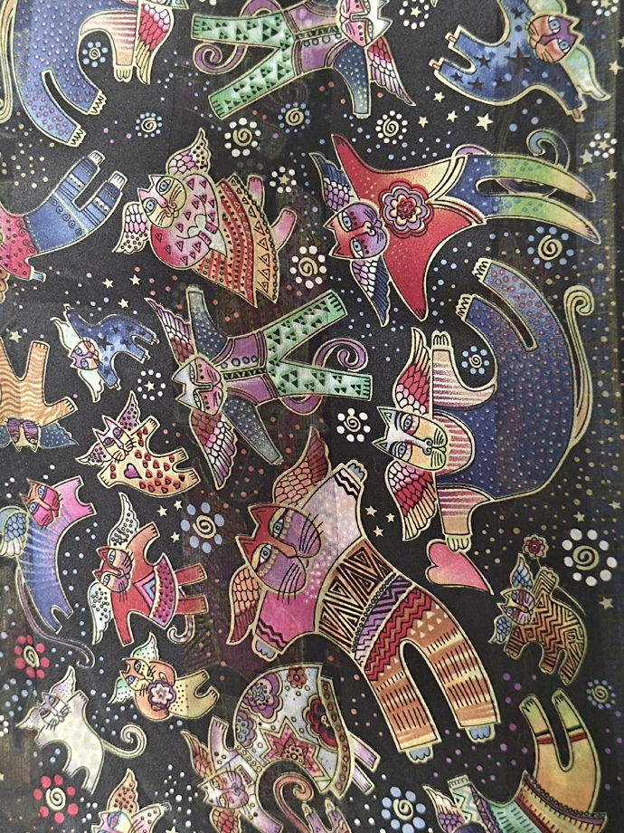 Шёлковый шарф Laurel Burch Коты-ангелы 100% шёлк