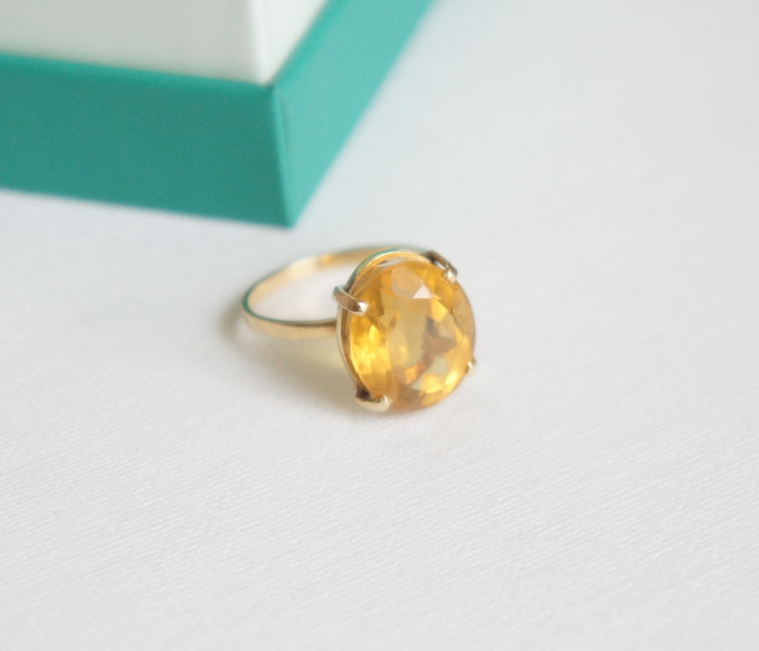 Кольцо золото желтый топаз Бразилия винтаж