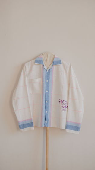 Льняная Рубашка в Полоску 2/Striped Linen Long Sleeve Shirt 2