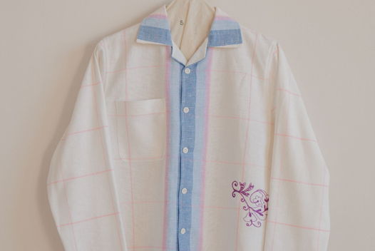 Льняная Рубашка в Полоску 2/Striped Linen Long Sleeve Shirt 2