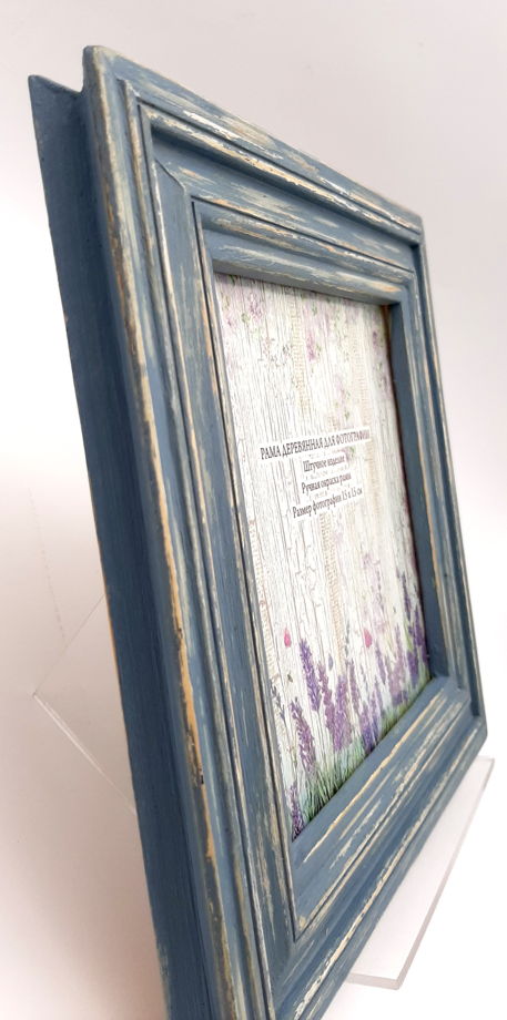 Рамка деревянная ручной окраски «Синий винтаж» для фотографии 15 х 15 см
