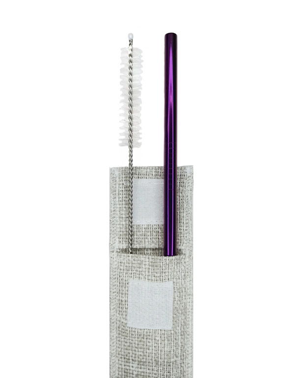 металлическая трубочка в чехле с ёршиком royal purple