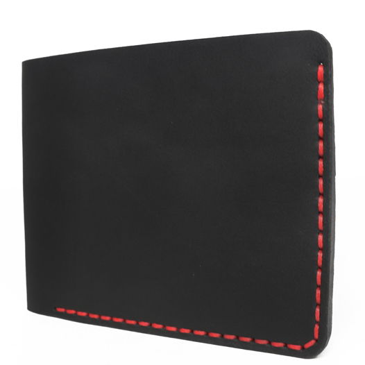 Кожаный бумажник мужской черный ручной работы HELFORD Корби black/red