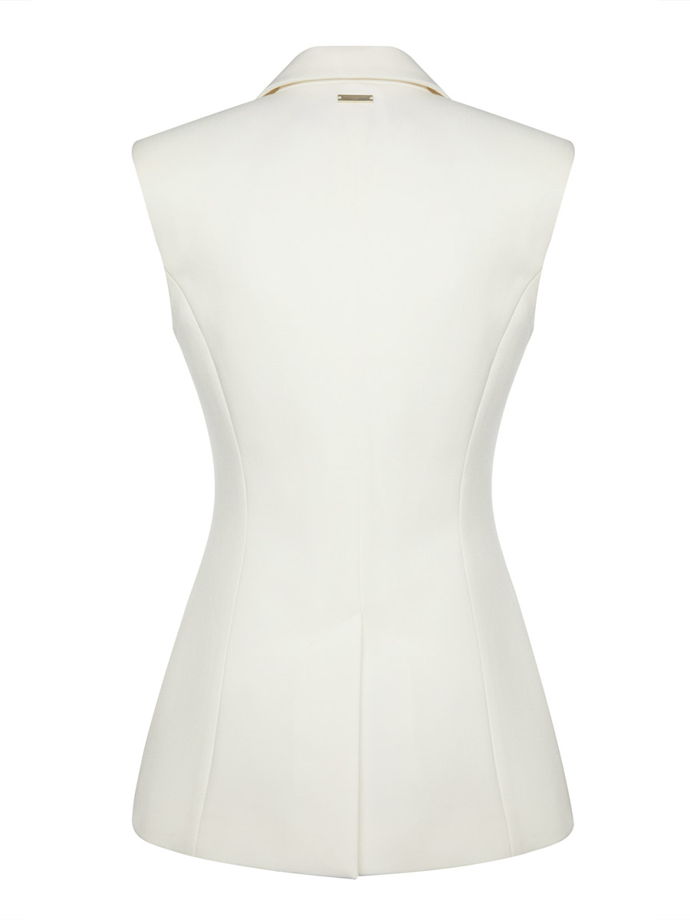 Двубортный жилет с объемными плечами, белый