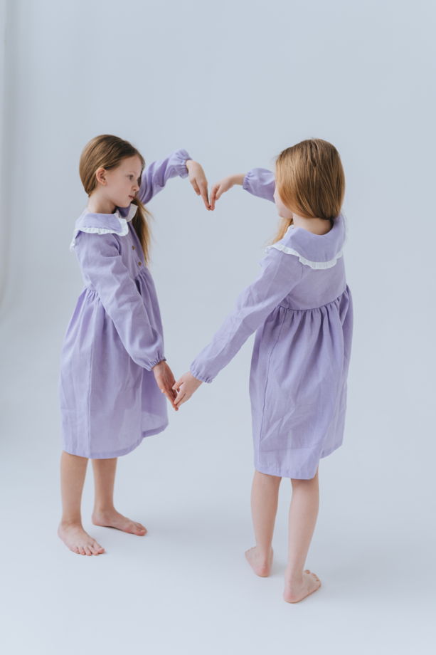 Платье детское льняное с воротником в цвет детское