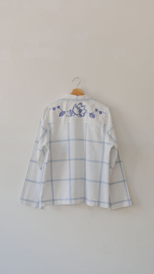 Рубашка с Синими Цветами и Полосками/Blue Flowers and Stripes Long Sleeve Shirt 2