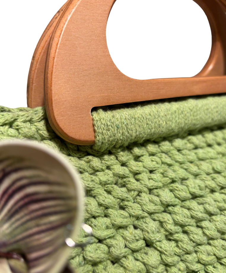 Сумка Хлопок Зеленая с орхидеей