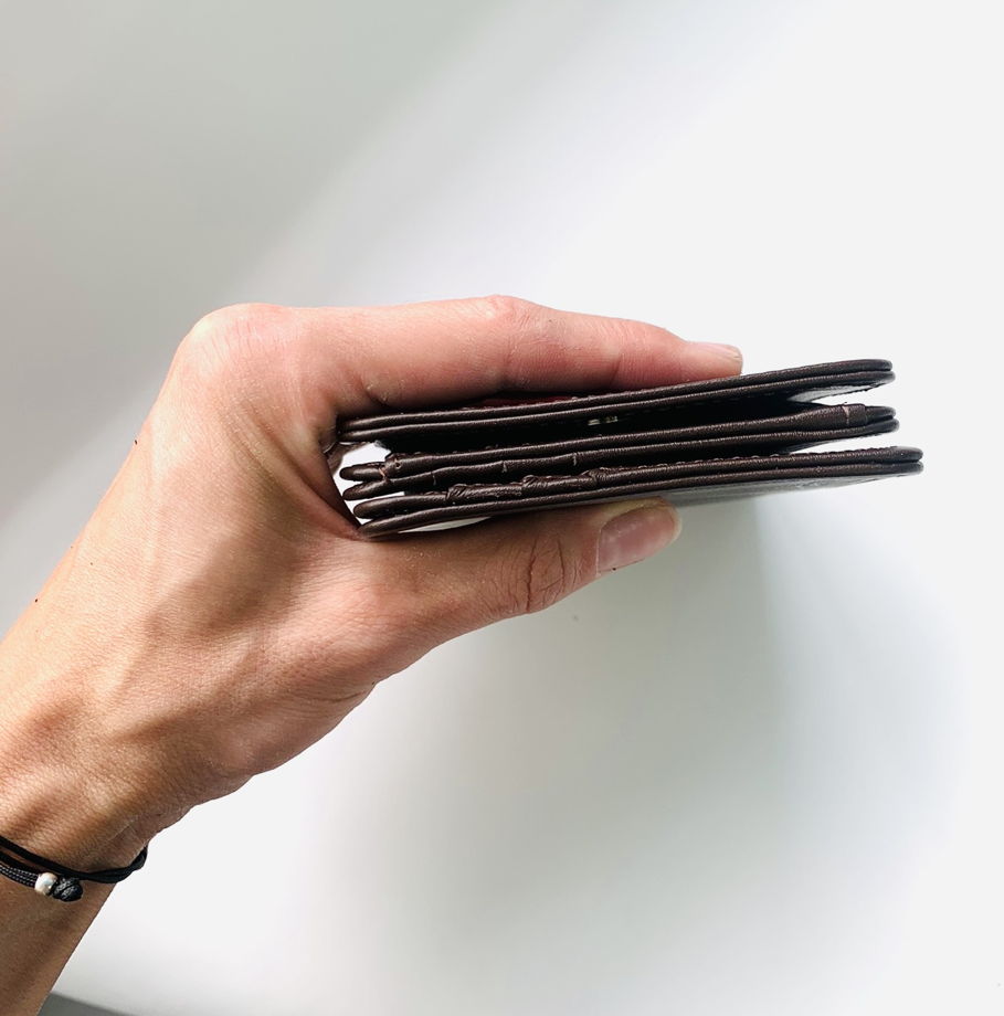 Кожаный черный кошелёк - бифолд с монетницей Vinkel