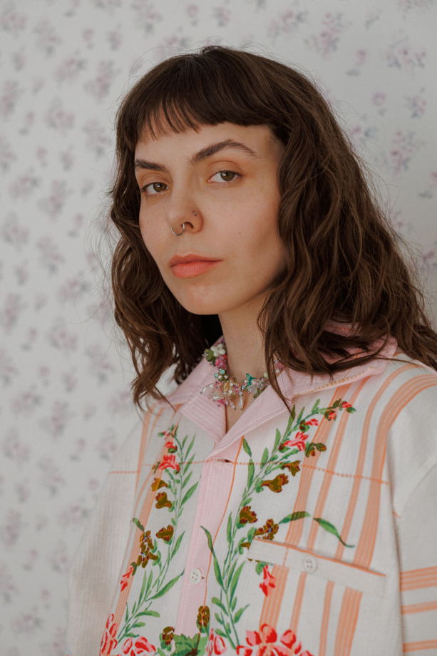 Розовая Рубашка в Цветах/Pink Matter Short Sleeve Shirt