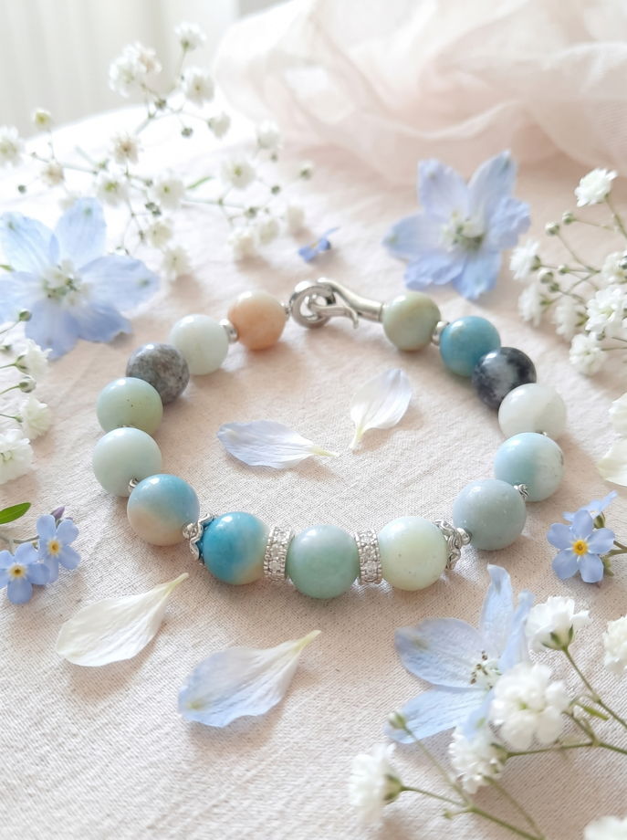 Браслет из голубого кальцита «Карибский оникс»