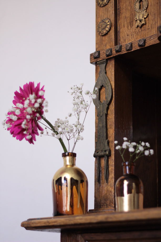 Пара золоченых ваз из старинных аптекарских бутылок | Bloom 118