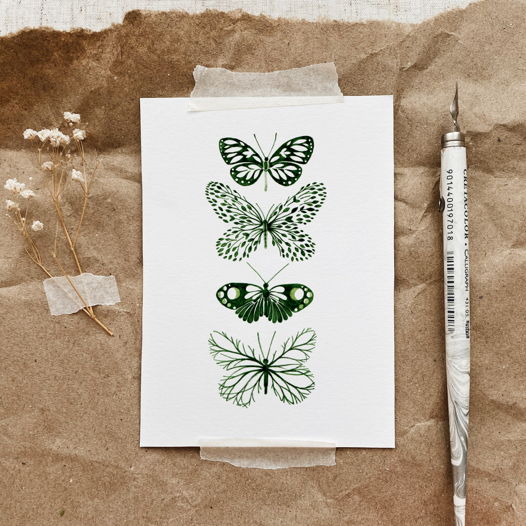 Почтовая открытка "Бабочки", 10х15см