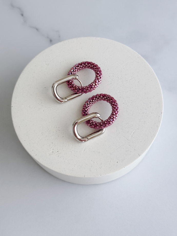 Серьги-конго с подвесками из японского бисера