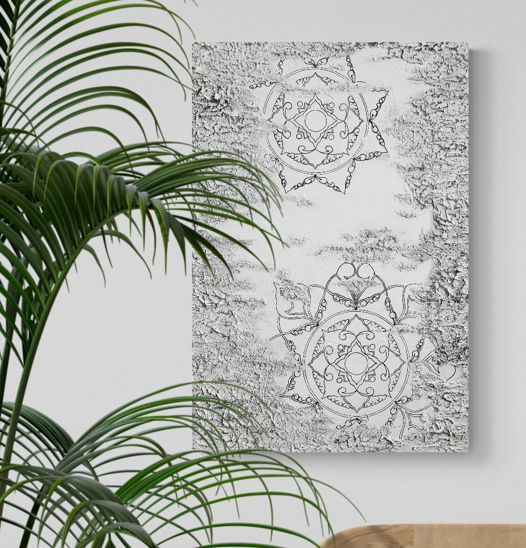 Текстурная мандала «Каменный цветок», 60х40см (в наличии)