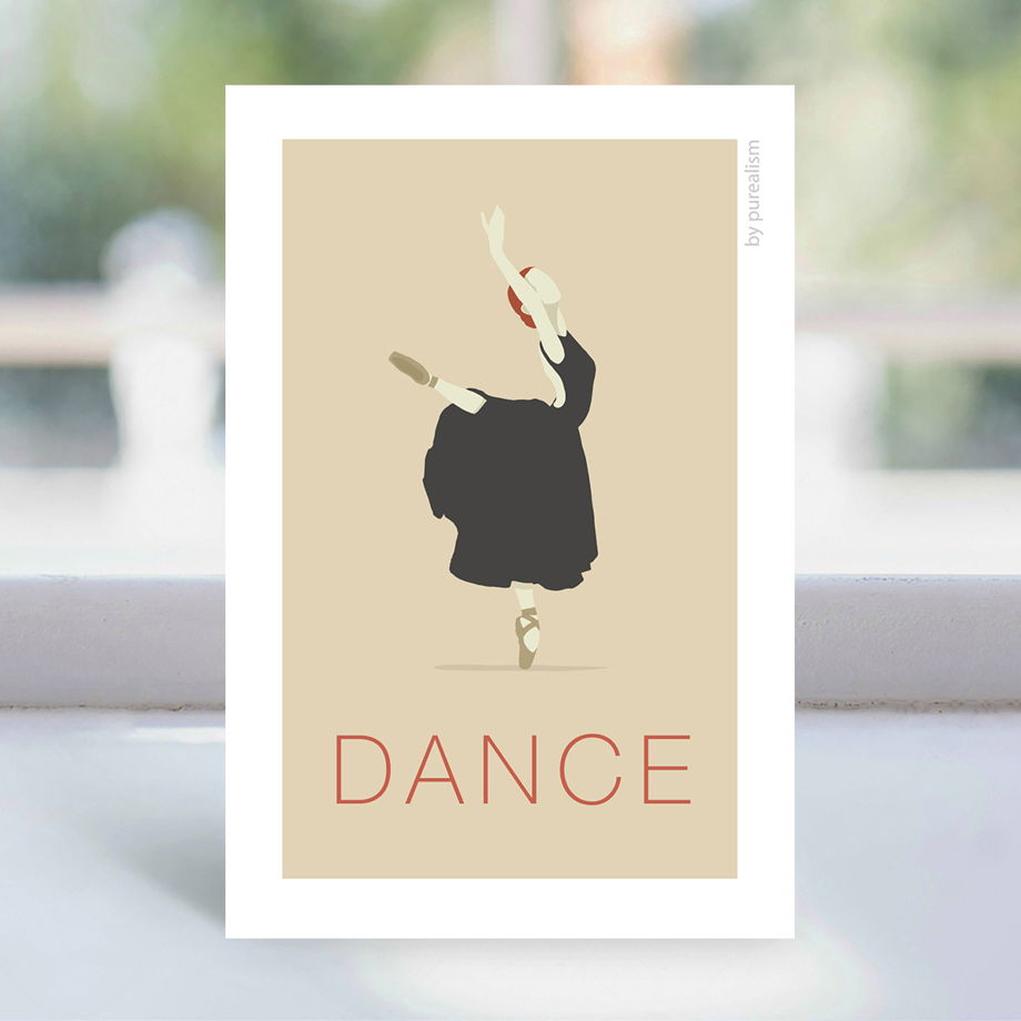 Дизайнерская открытка "Танец: бежевый балет" формата 10х15см