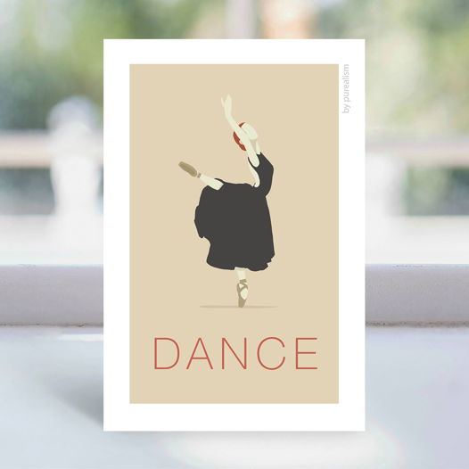 Дизайнерская открытка "Танец: бежевый балет" формата 10х15см