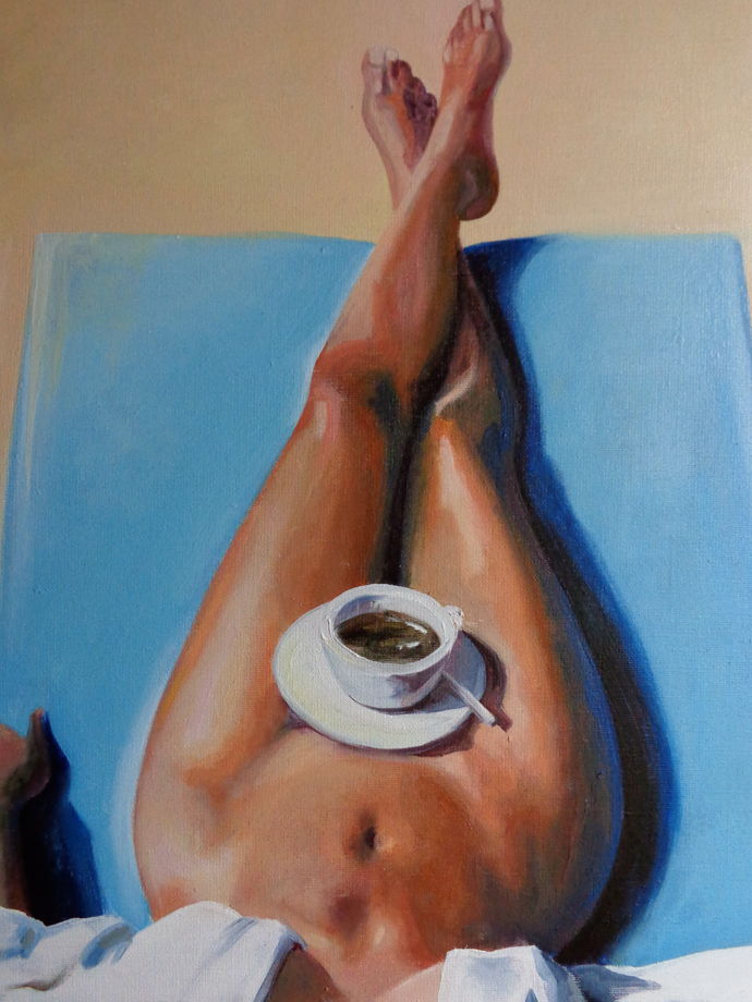 Утренний кофе, картина маслом на холсте