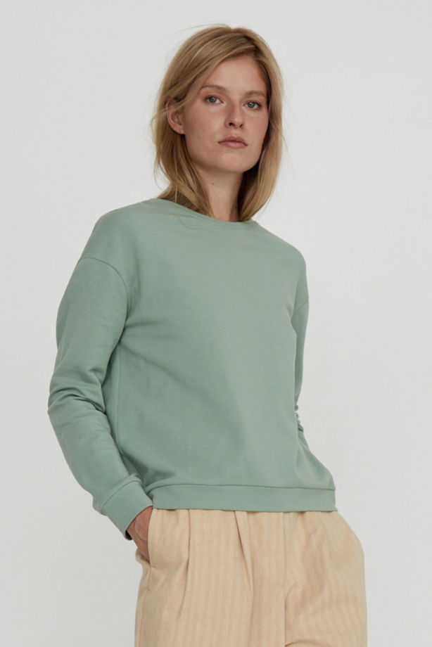 Свитшот матовый зелёный из хлопка