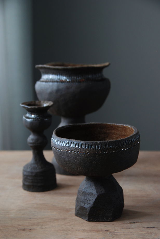 Керамическая ваза-подсвечник ручной работы серии Хроники