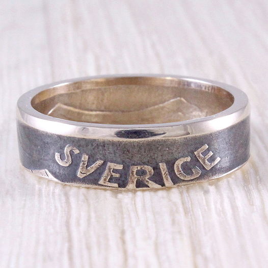 Серебряное кольцо из монеты (Швеция) 50 эре