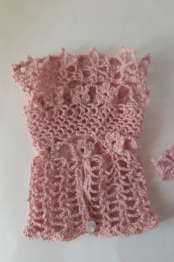 Ажурные манжеты вязаные из хлопка с люрексом розовые